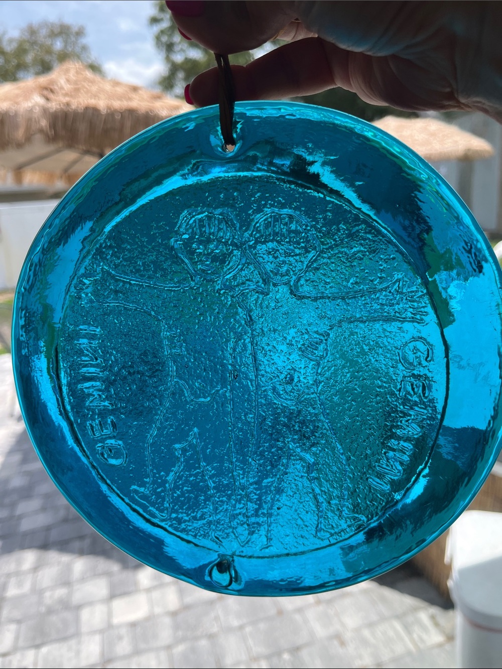 Blenko Blue Art Glass Vintage Gemini Suncatcher - 8.25” Diameter